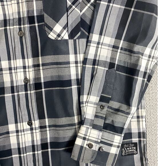 Red Ape Party  Shirt Mens M  Gray/Black Plaid Always King Patches Logo Street - Picture 4 of 15